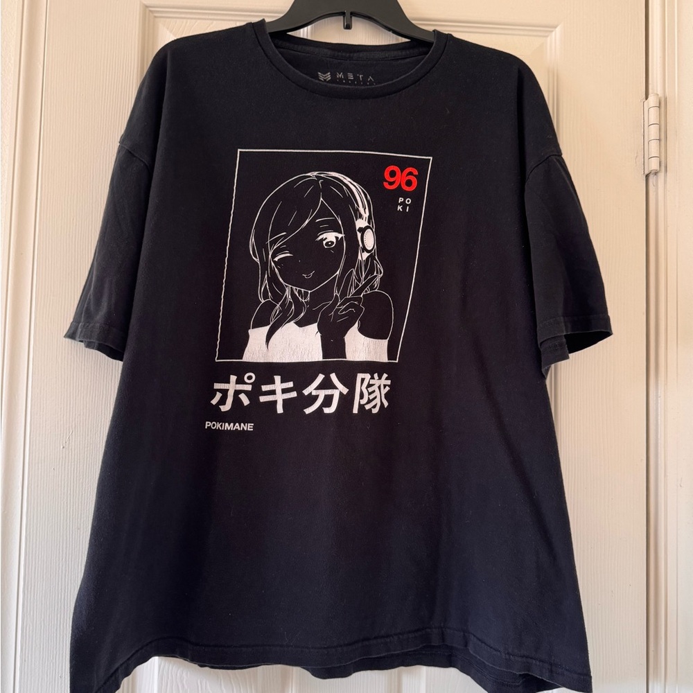 Black Graphic T-Shirt with Anime Design